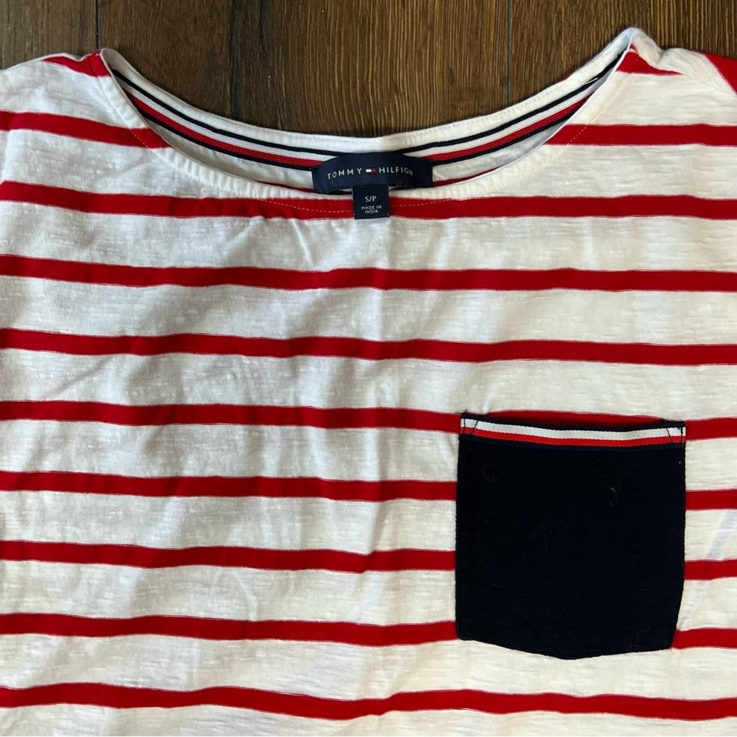 Tommy Hilfiger red striped pocket tee SZ SM
