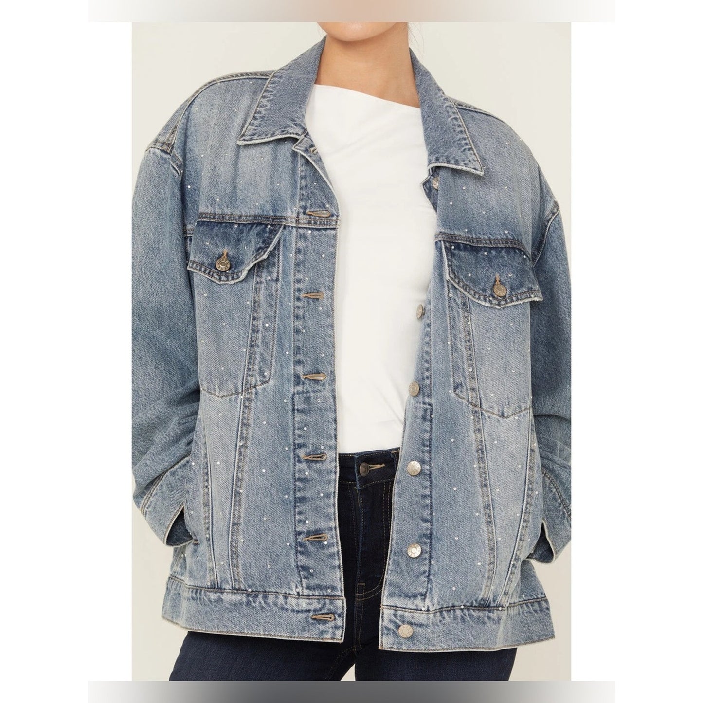 🆕 DAZE Beau Oversized Rhinestone Jacket in Twinkle SZ LG