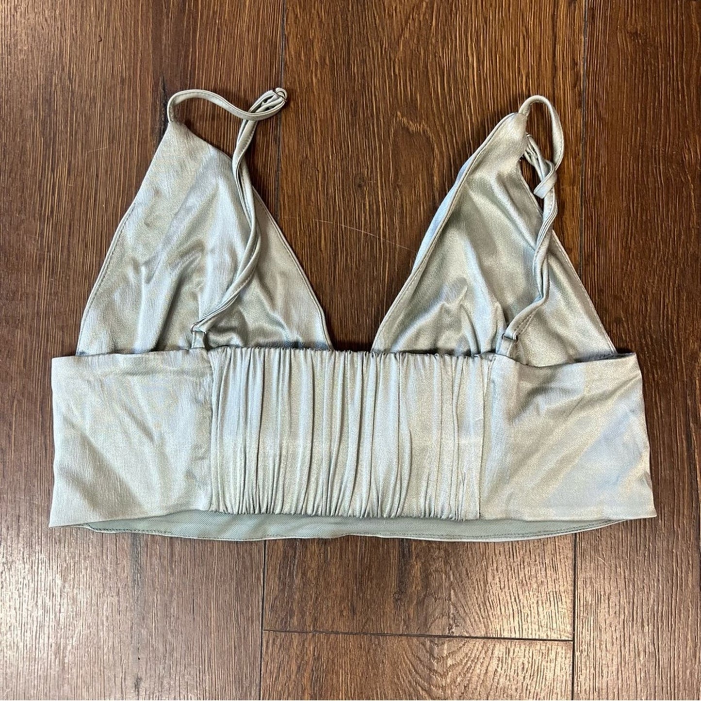 Zara ice blue satin crop top SZ LG