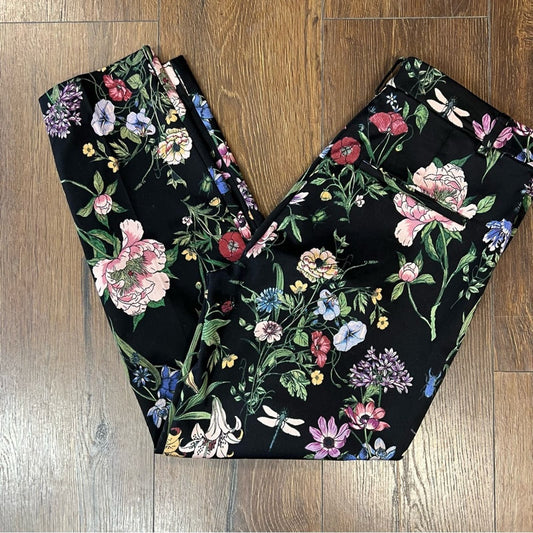 H&M black floral trouser SZ 12