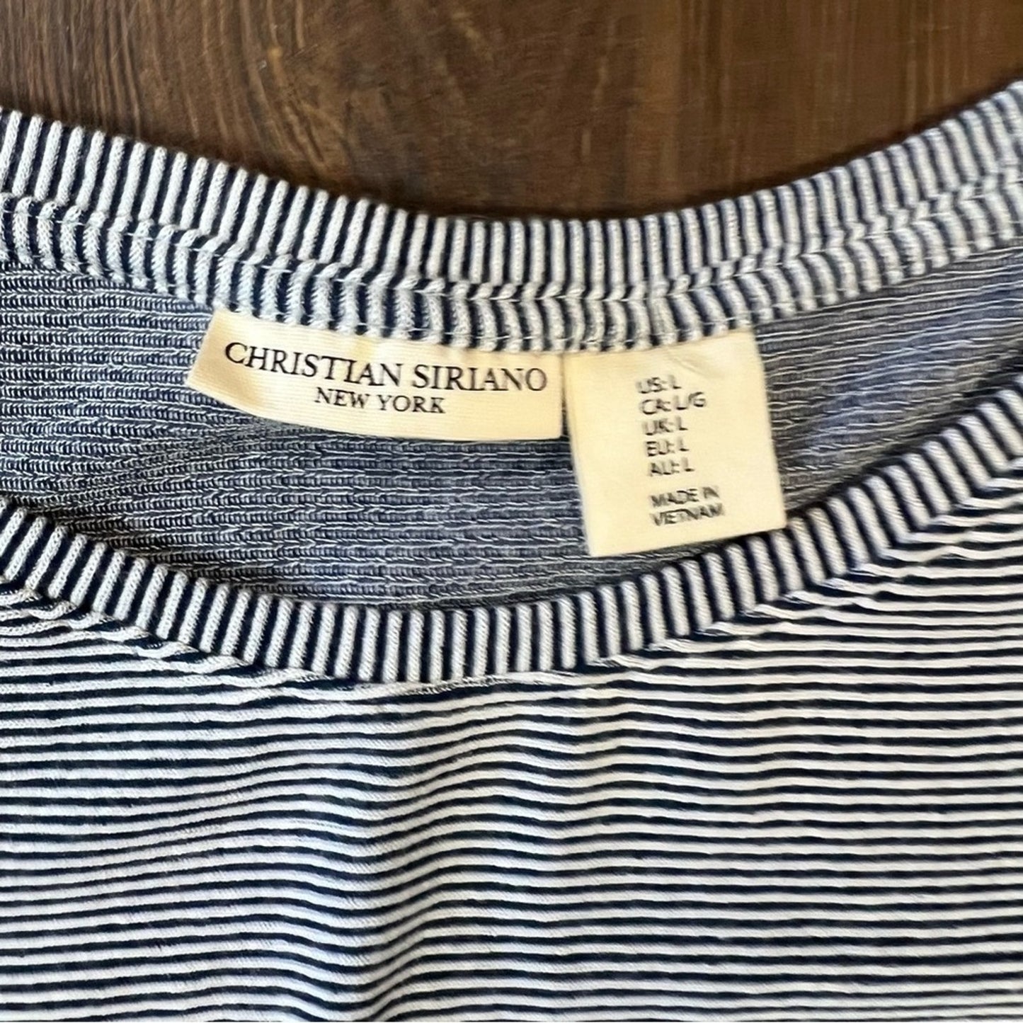 Christian Siriano navy striped shirt SZ LG