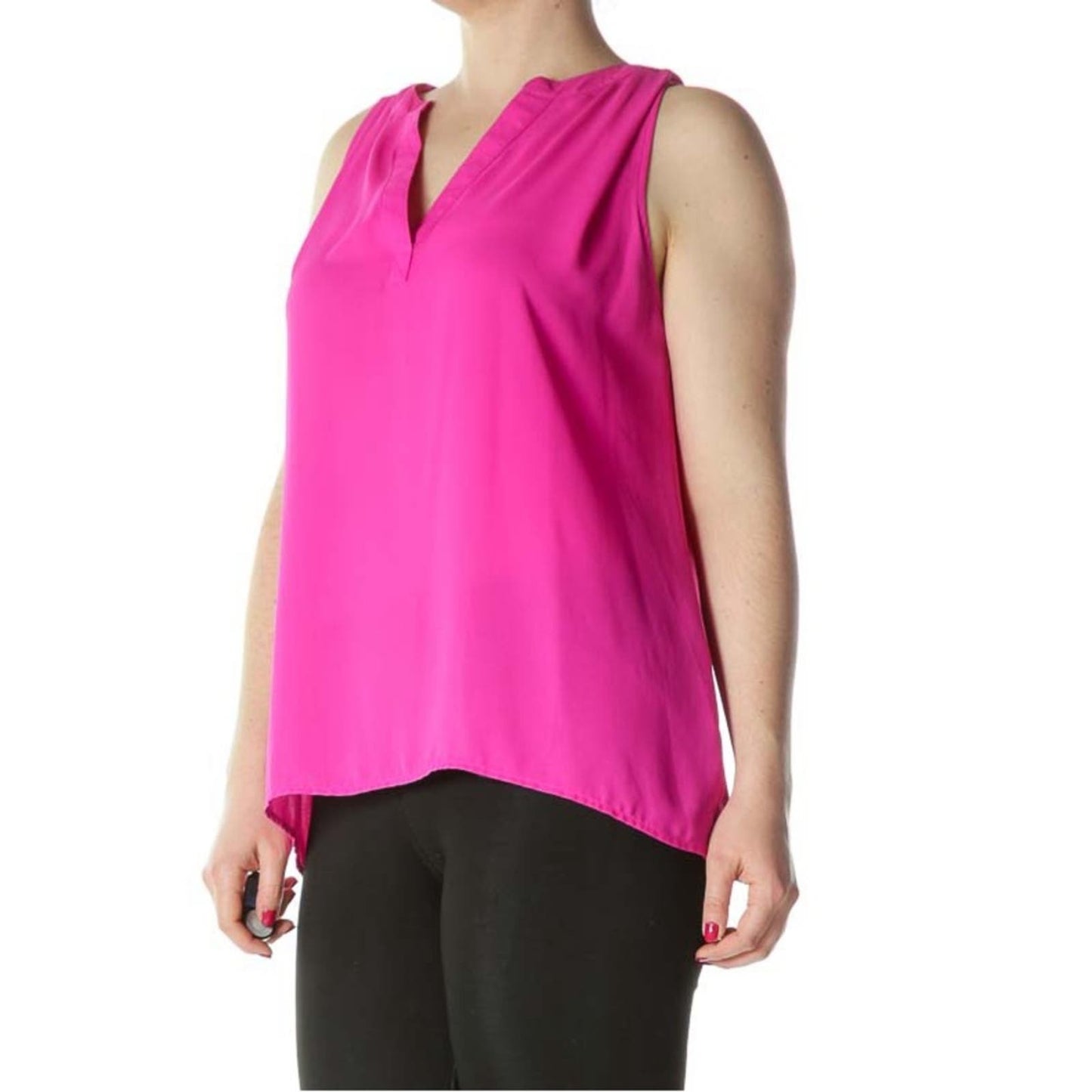Chaus Bright Pink V-neck sleeveless Blouse SZ MED