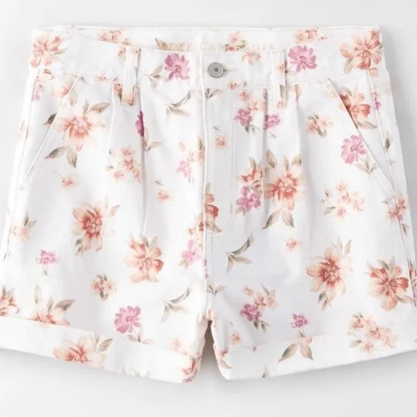 American Eagle white floral mom shorts SZ 4