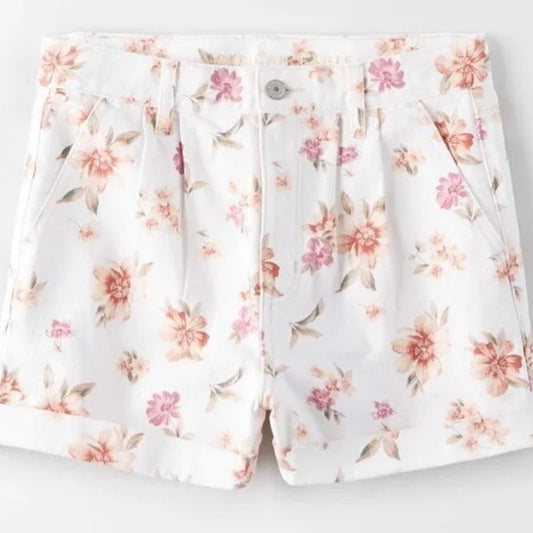 American Eagle white floral mom shorts SZ 4