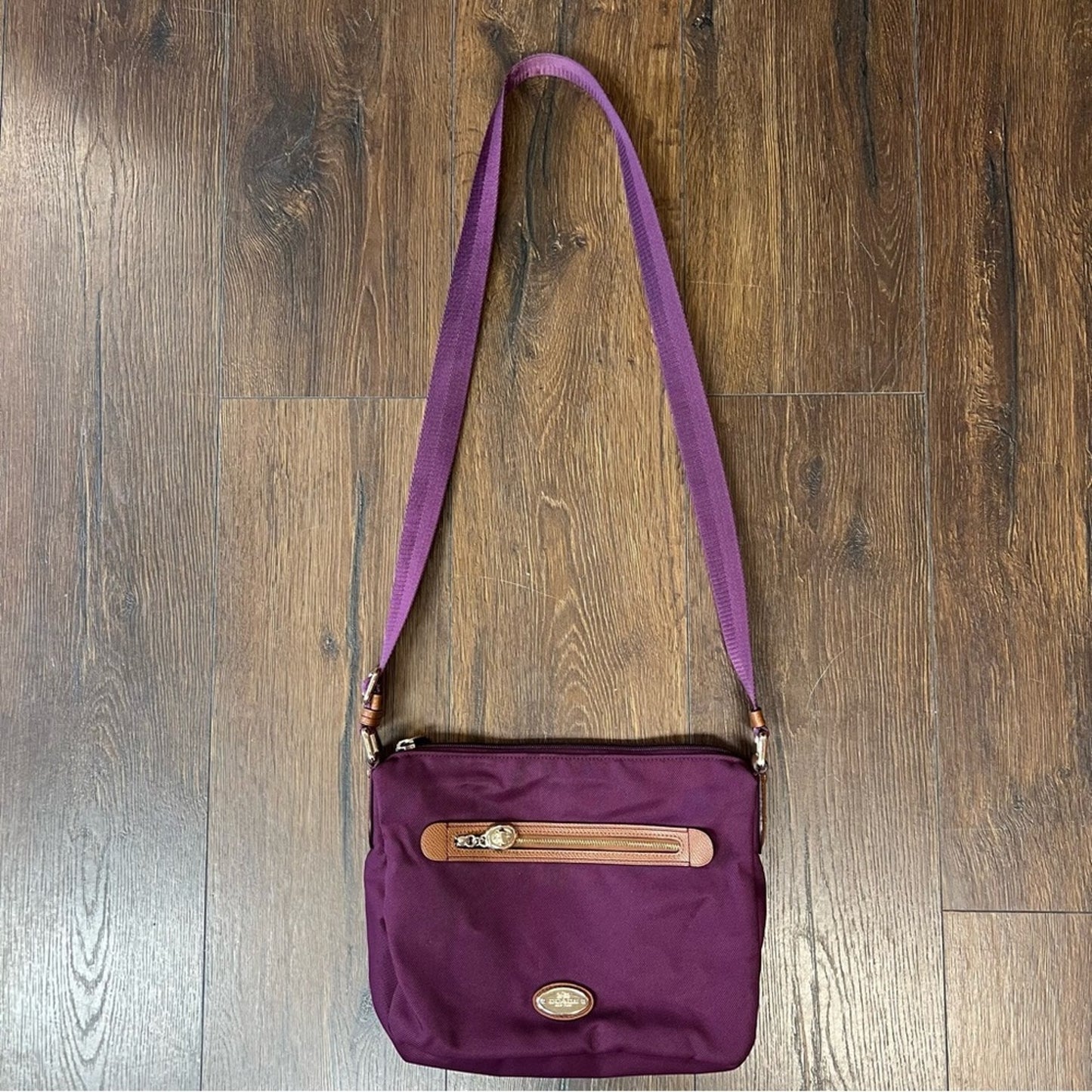 Coach sawyer crossbody in plum