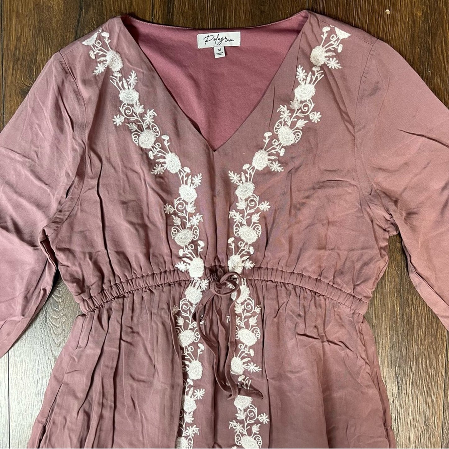 Polygram “The Rylan” modest embroidered maxi dress SZ MED