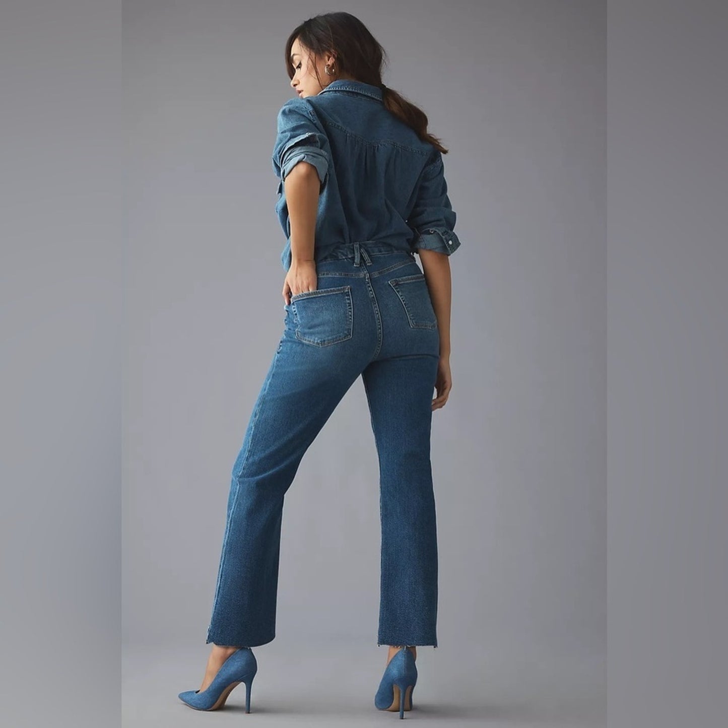 🆕 Good American‎ High-Rise Cropped Straight Jeans SZ 2/26