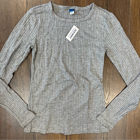 🆕 Old Navy gray and silver metallic ribbed long sleeve SZ SM