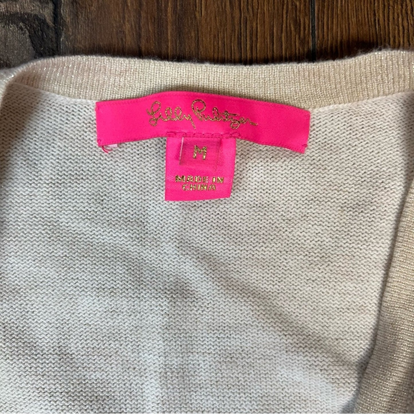 Lilly Pulitzer Dustin cardigan in Heathered gold sandbank metallic SZ MED