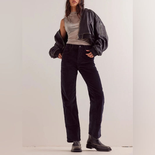 NEW FREE PEOPLE RISK TAKER CORDUROY STRAIGHT‎ LEG PANTS SZ 24
