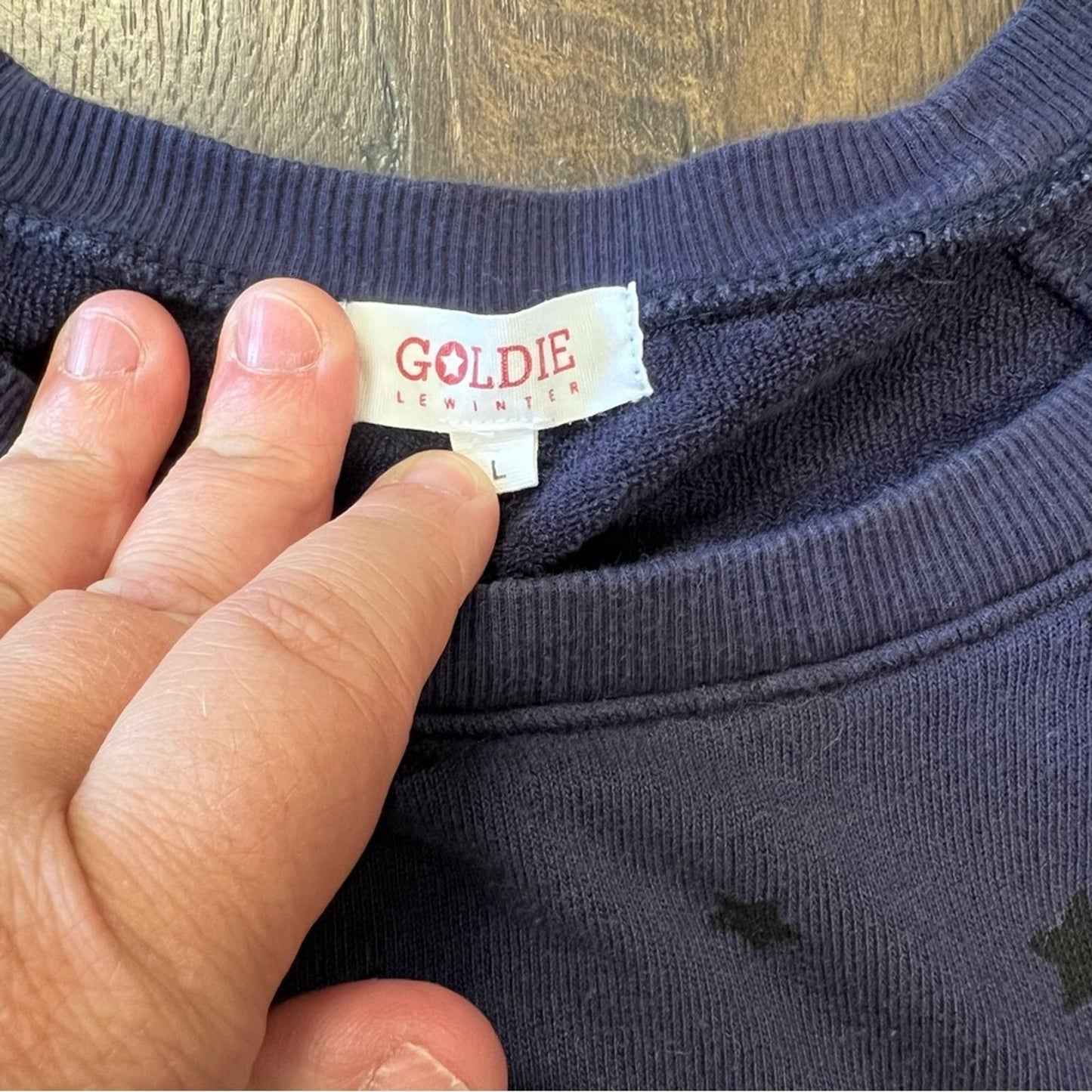 Goldie Lewinter blue star crewneck SZ LG