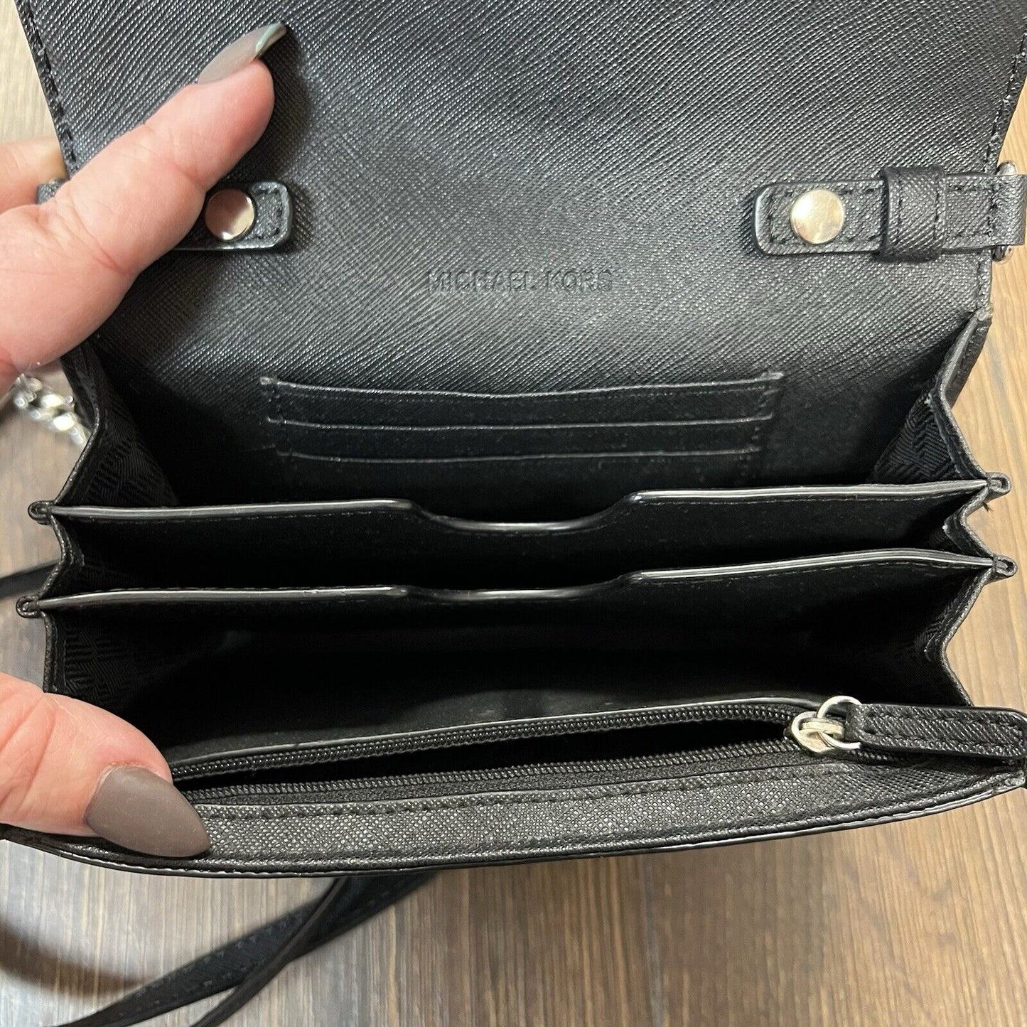 Michael Kors saffiano black Quilted crossbody clutch