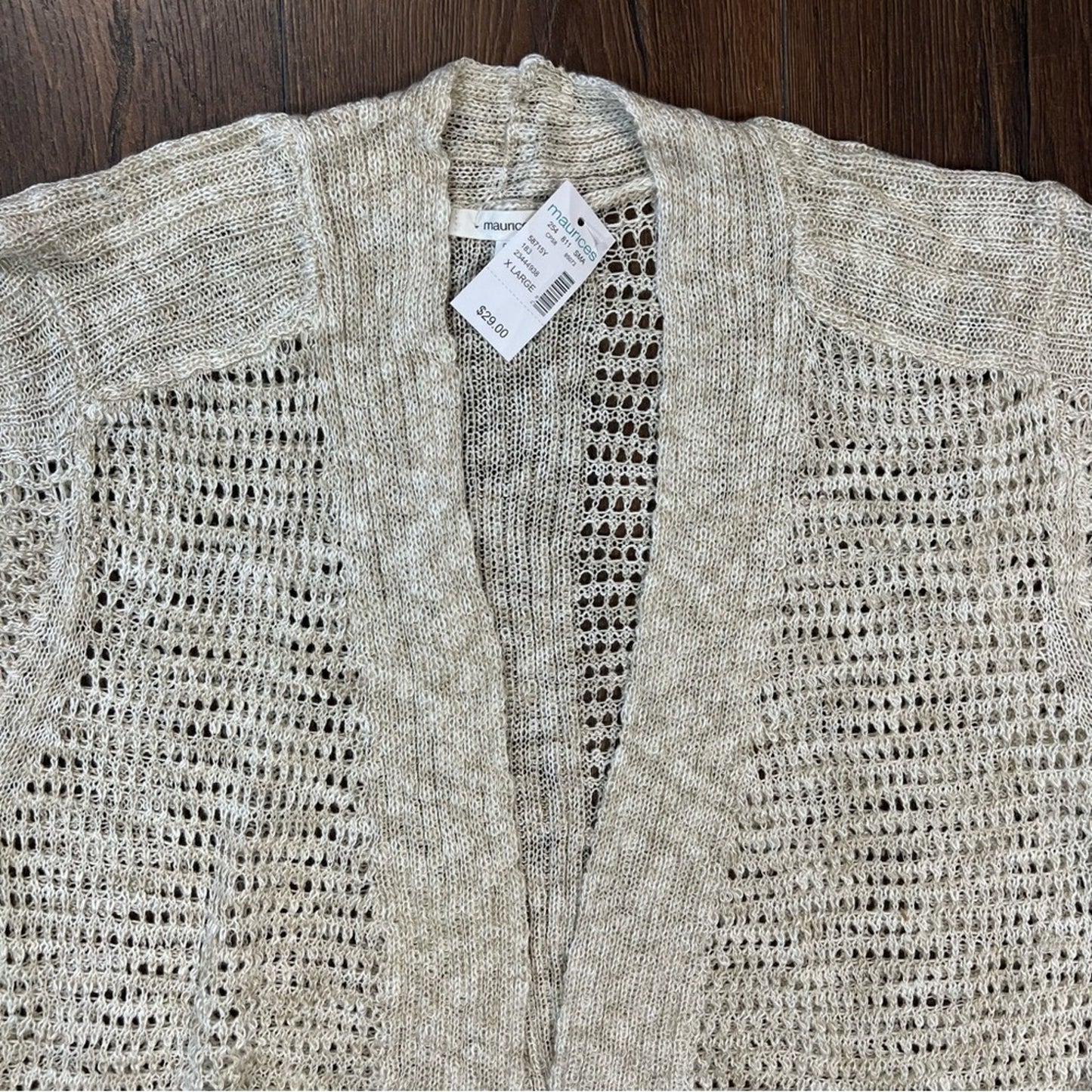 NEW Maurice’s tan open cardigan SZ XL