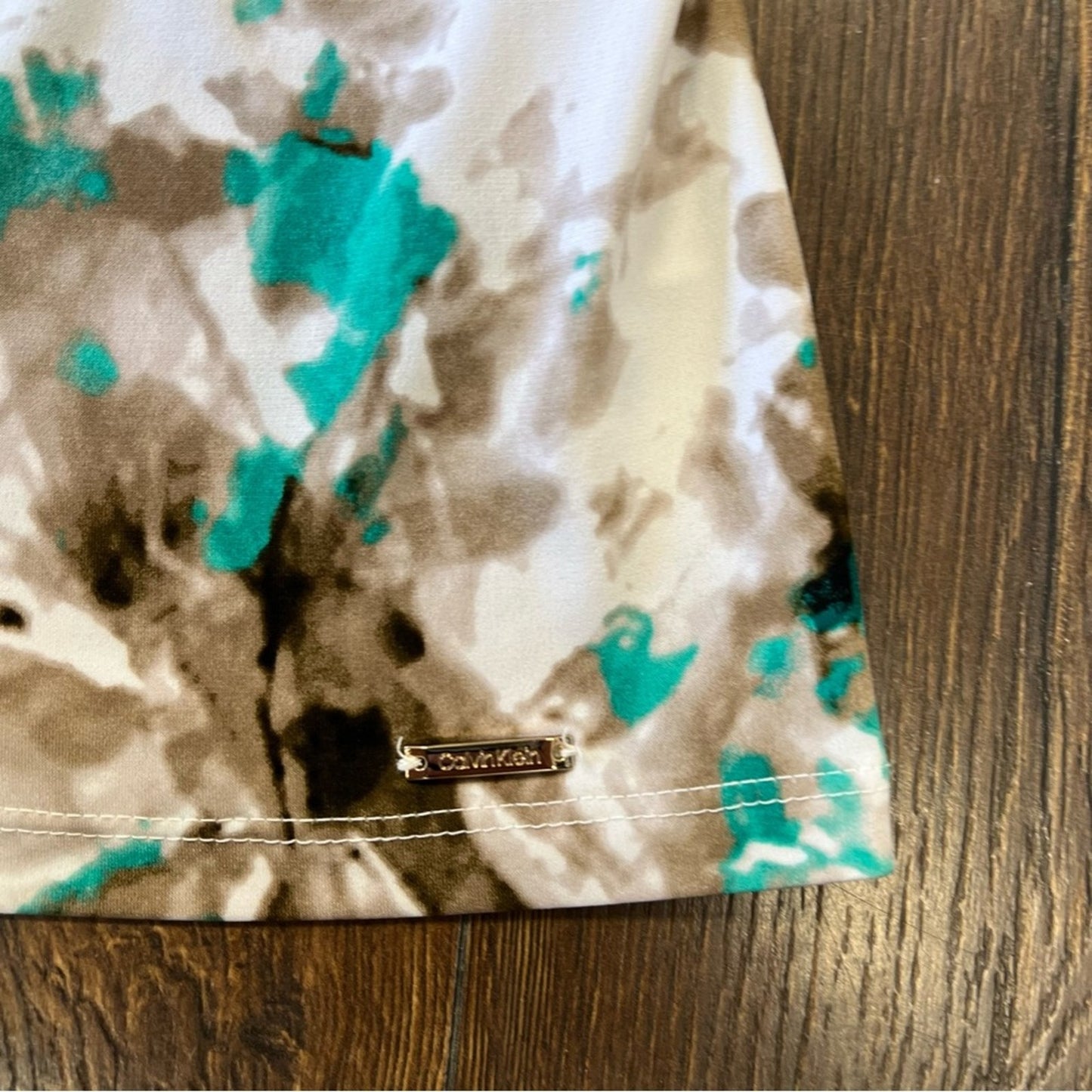 Calvin Klein teal and brown dress tank SZ XS