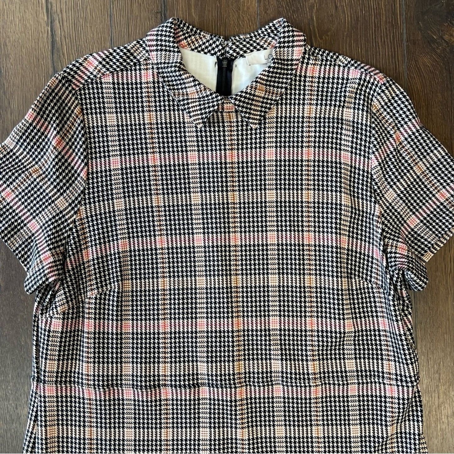 LOFT Plaid Ponte Button Pocket Dress SZ XL