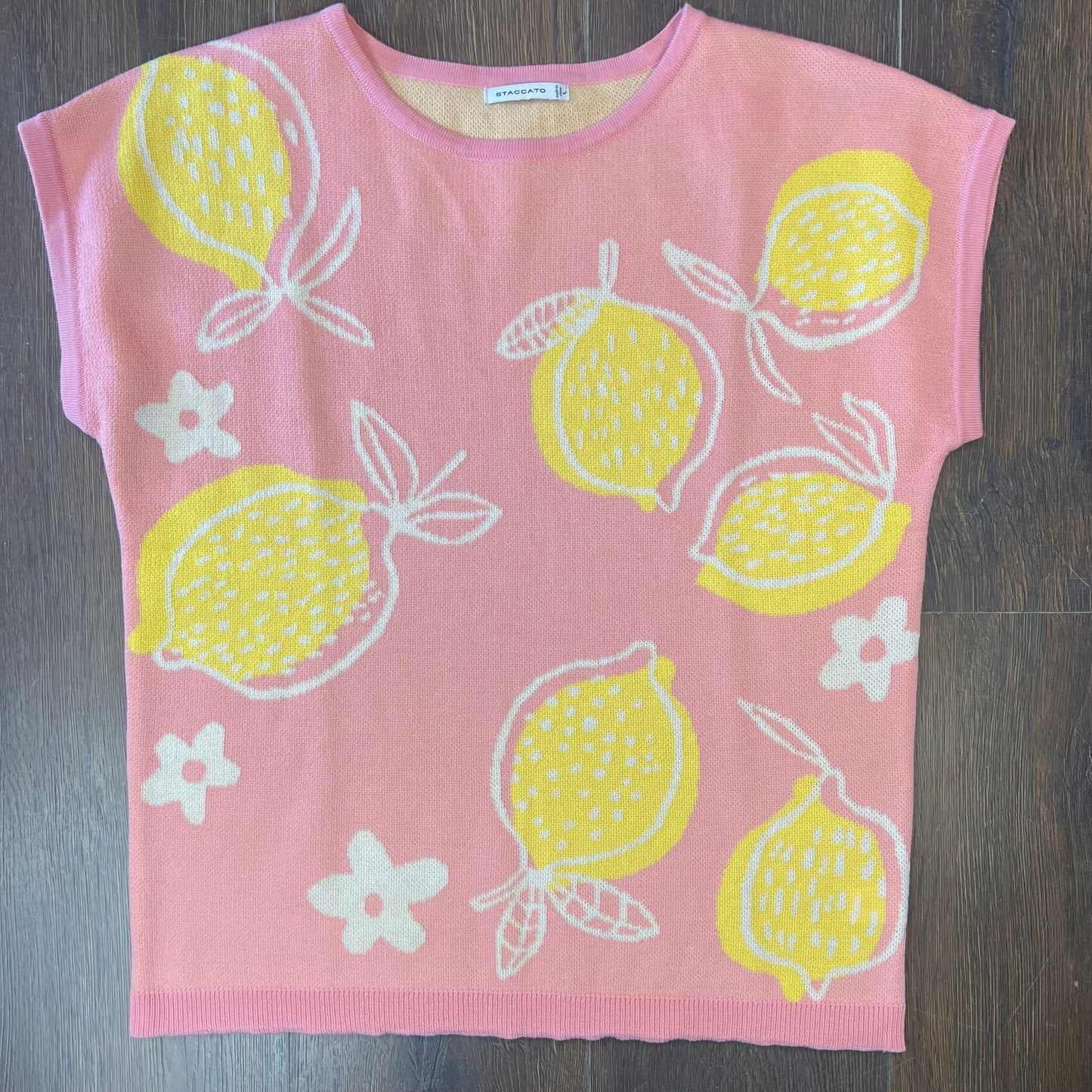 NWOT STACCATO Pink Lemonade Sweater Knit Top SZ LG
