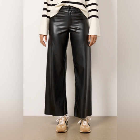 New Z Supply Rilynn Black Faux Leather Wide‎ Leg Pant NWT SZ XS