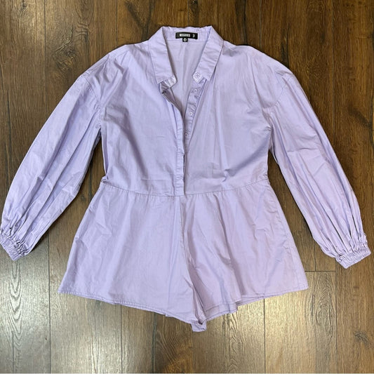 MISSGUIDED purple button front short romper SZ 2
