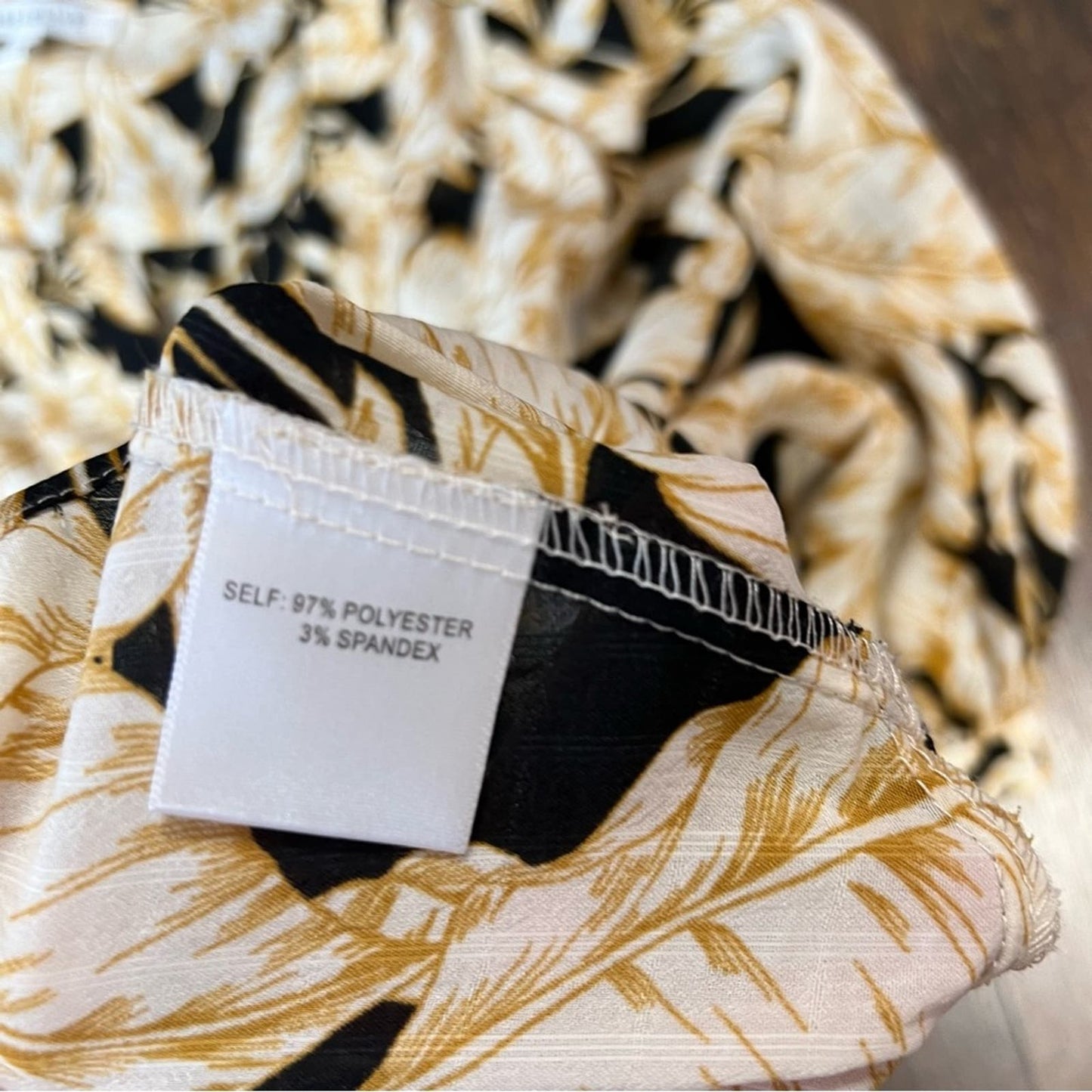 Rose + Olive tropical leaf blouse SZ SM