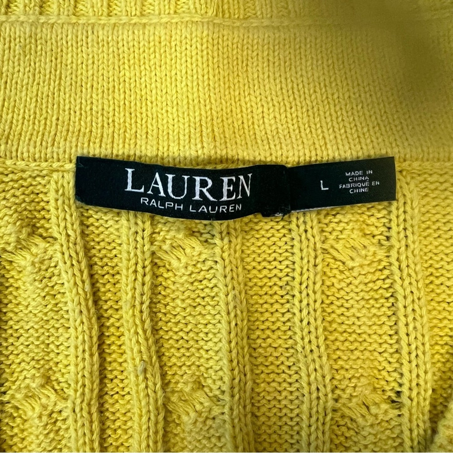 Lauren RL yellow cable knit sweater SZ LG