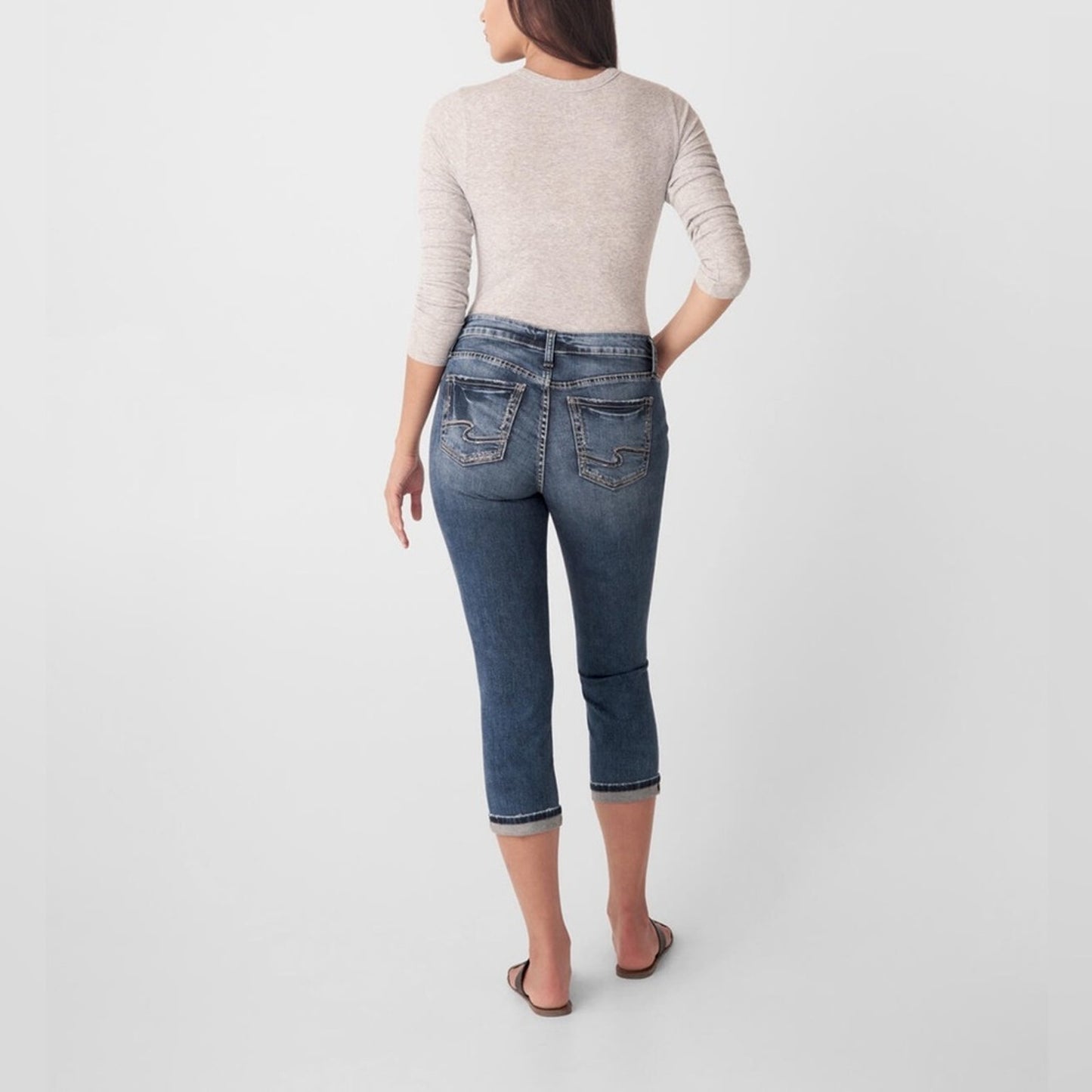 🆕 Silver Jean Elyse Mid Rise Capri SZ 24/00