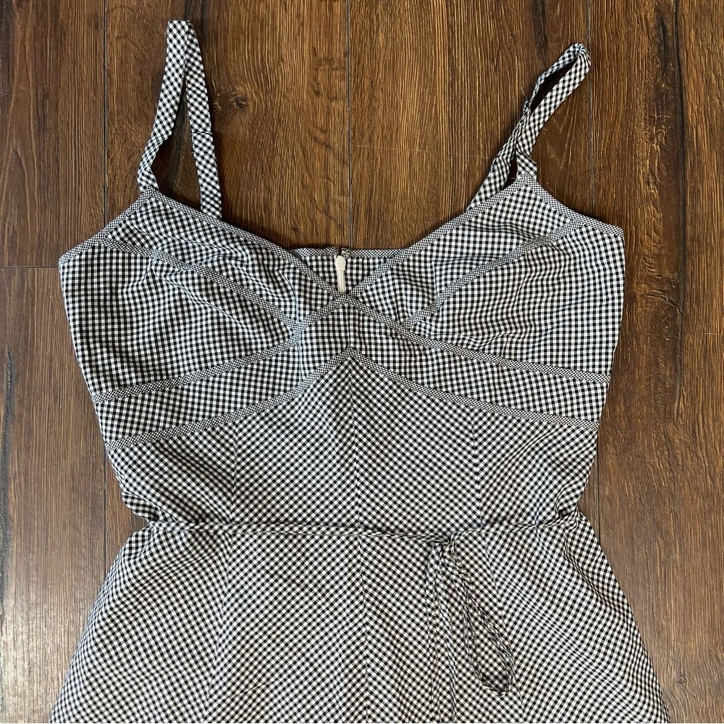 Talbots black and white gingham midi dress SZ 6