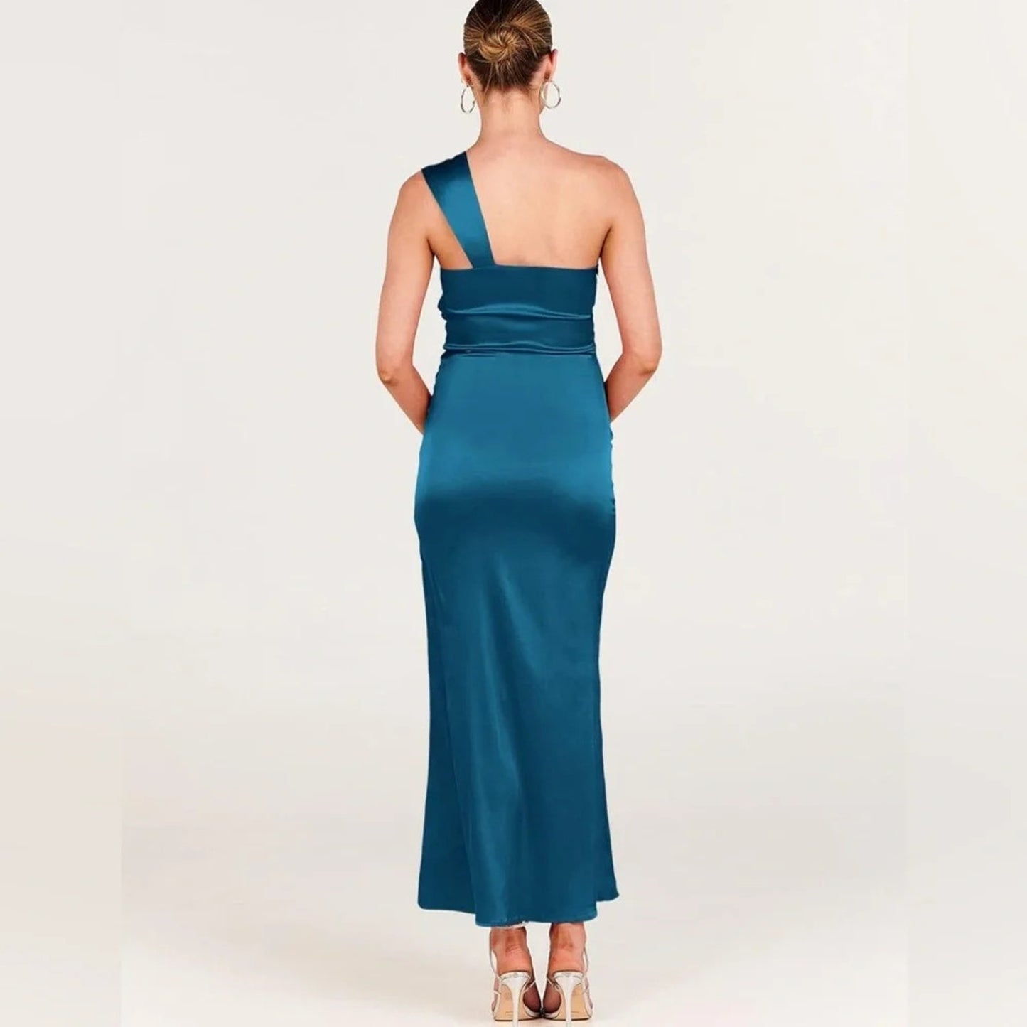 🆕 ANRABESS Satin One‎ shoulder Cocktail Evening Party Maxi Dresses SZ XL