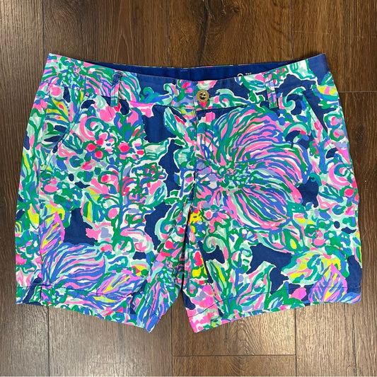 Lilly Pulitzer Blue Shorts Jayne Indigo Exotic Escapade Tropical SZ 8