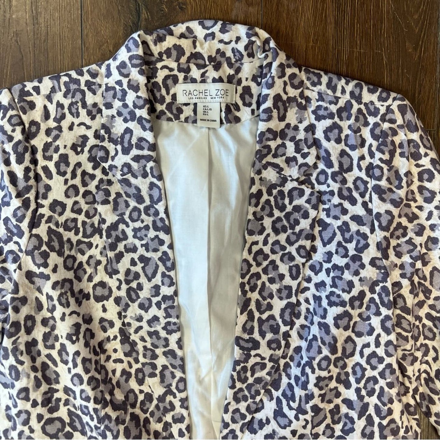 Rachel Zoe - Cream & Purple Leopard Printed Blazer SZ LG