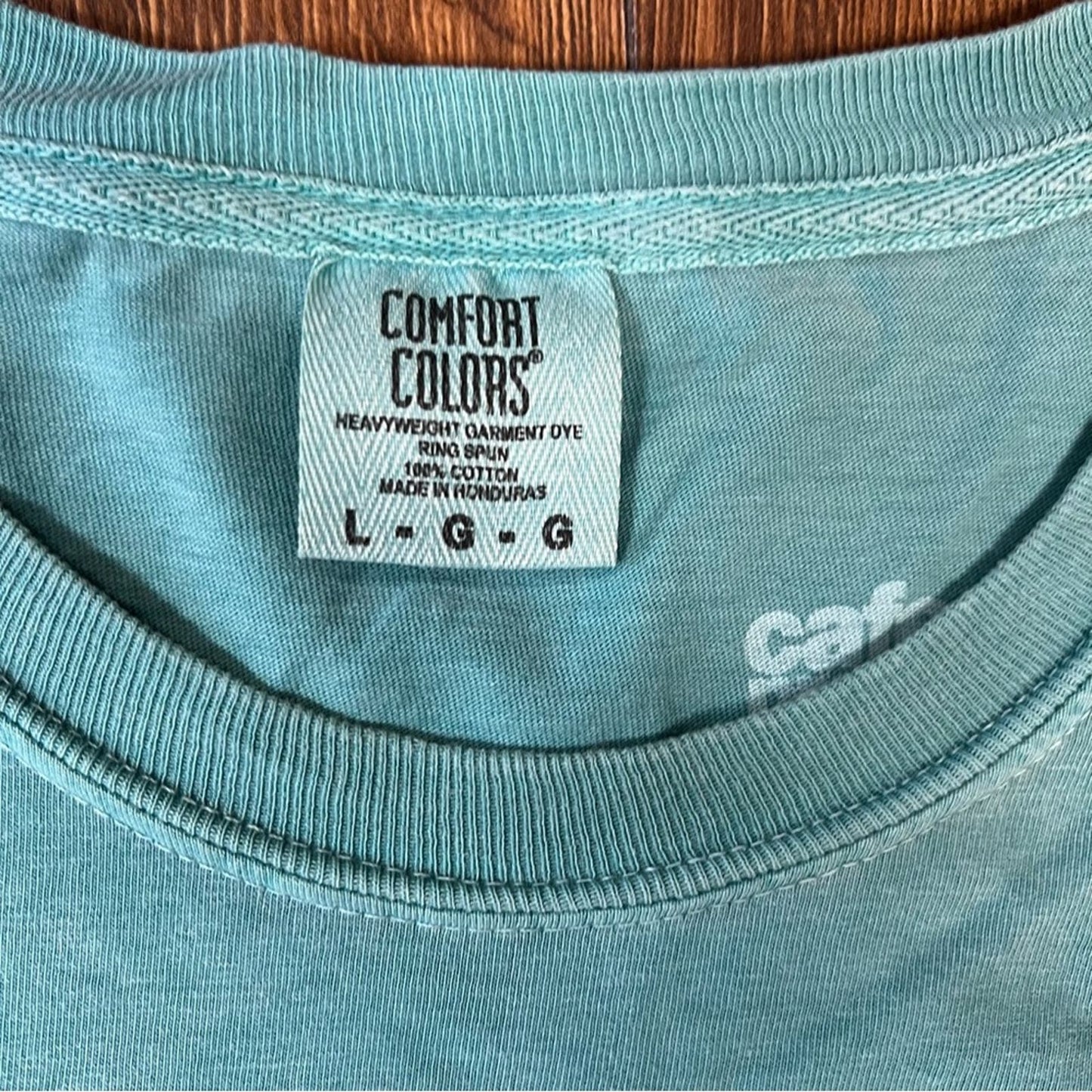 Men’s Comfort Colors teal London tee SZ LG