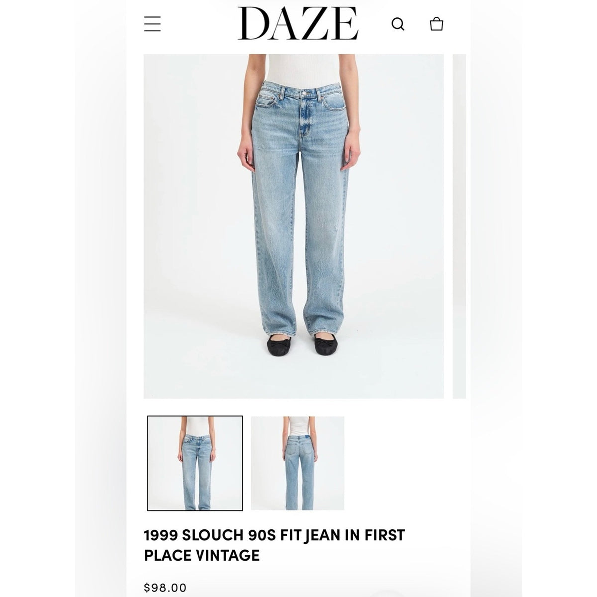 🆕 DAZE 1999 Slouch Fit Jeans -1st Place SZ 26