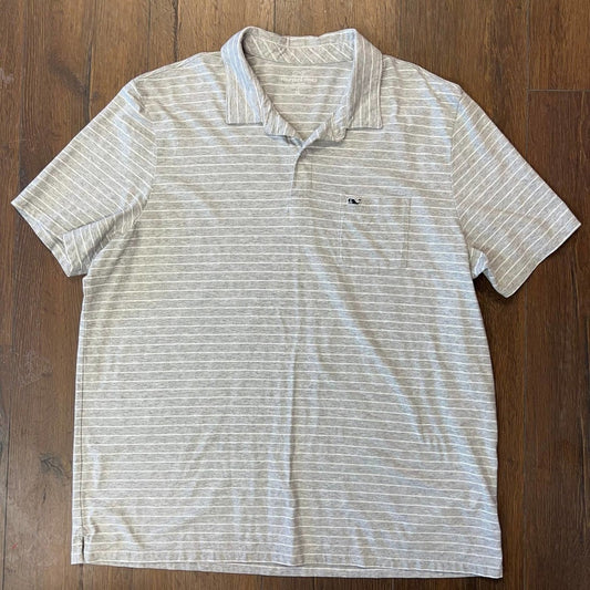 Men's Vineyard Vines Classic Fit Gray Striped Polo SZ XLARGE