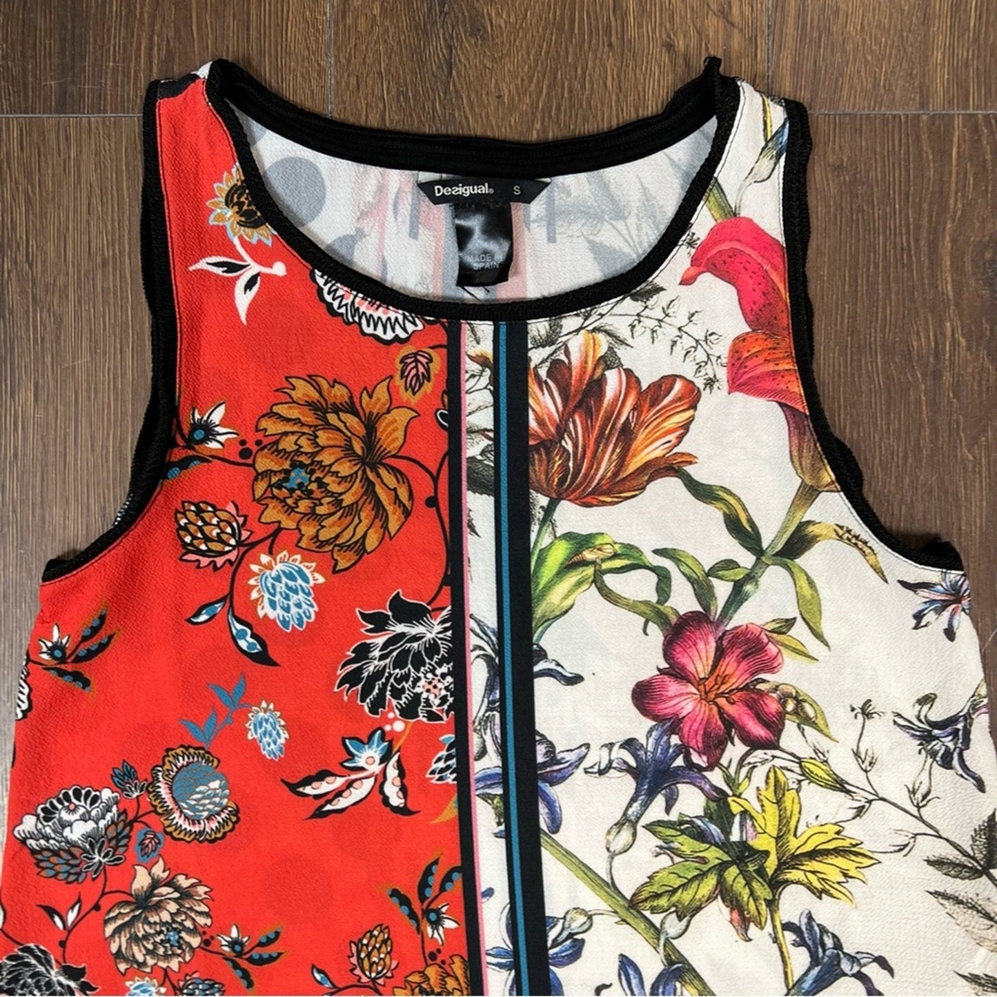 Desigual Black multicolored Arlen sleeveless blouse SZ SM