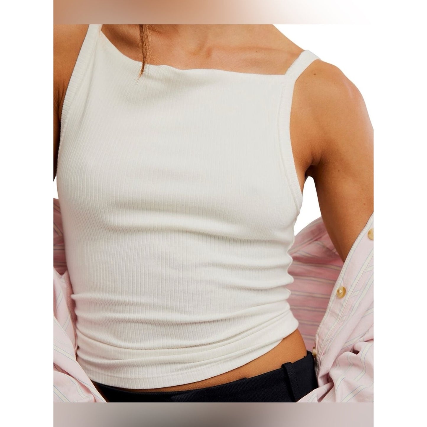 🆕 Free People Mia Ivory Tank Top NWT SZ XS
