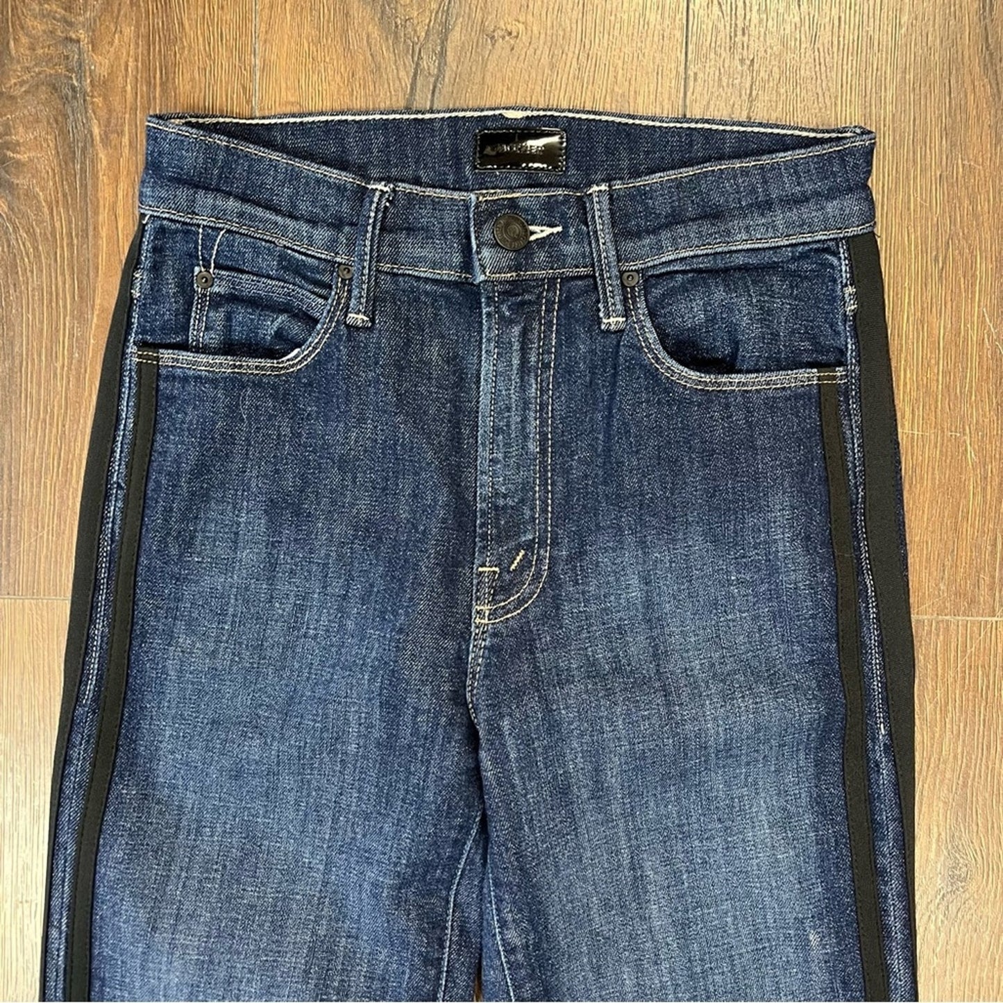 Mother Denim Stunner Zip Ankle Step Fray Sweeping Racer SZ 25/0