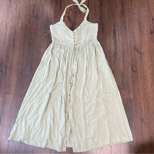 HEYSON button front halter dress with pockets SZ LG