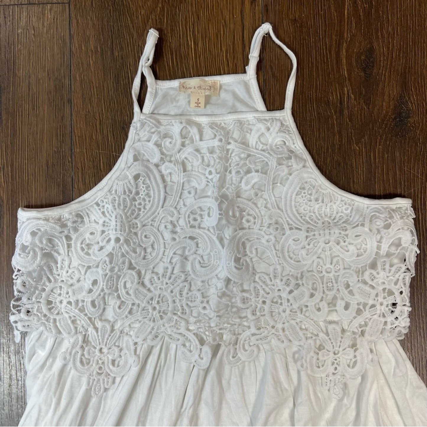 Hem & Thread white lace basil tank SZ SM