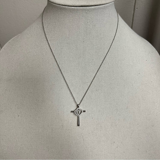 Sterling cross with hearts necklace 
Stamped 925