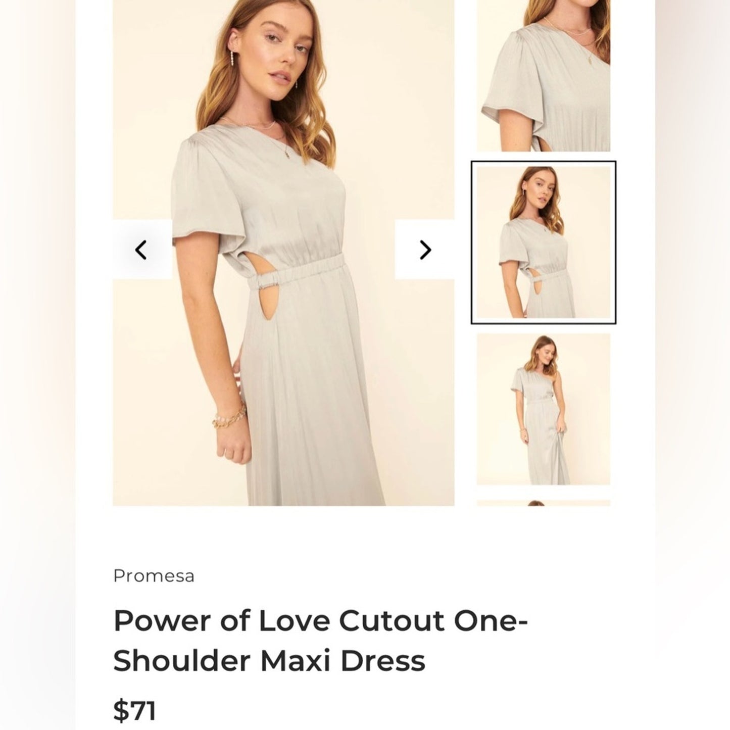 Promesa Power of Love Cutout One-Shoulder Maxi Dress SZ SM