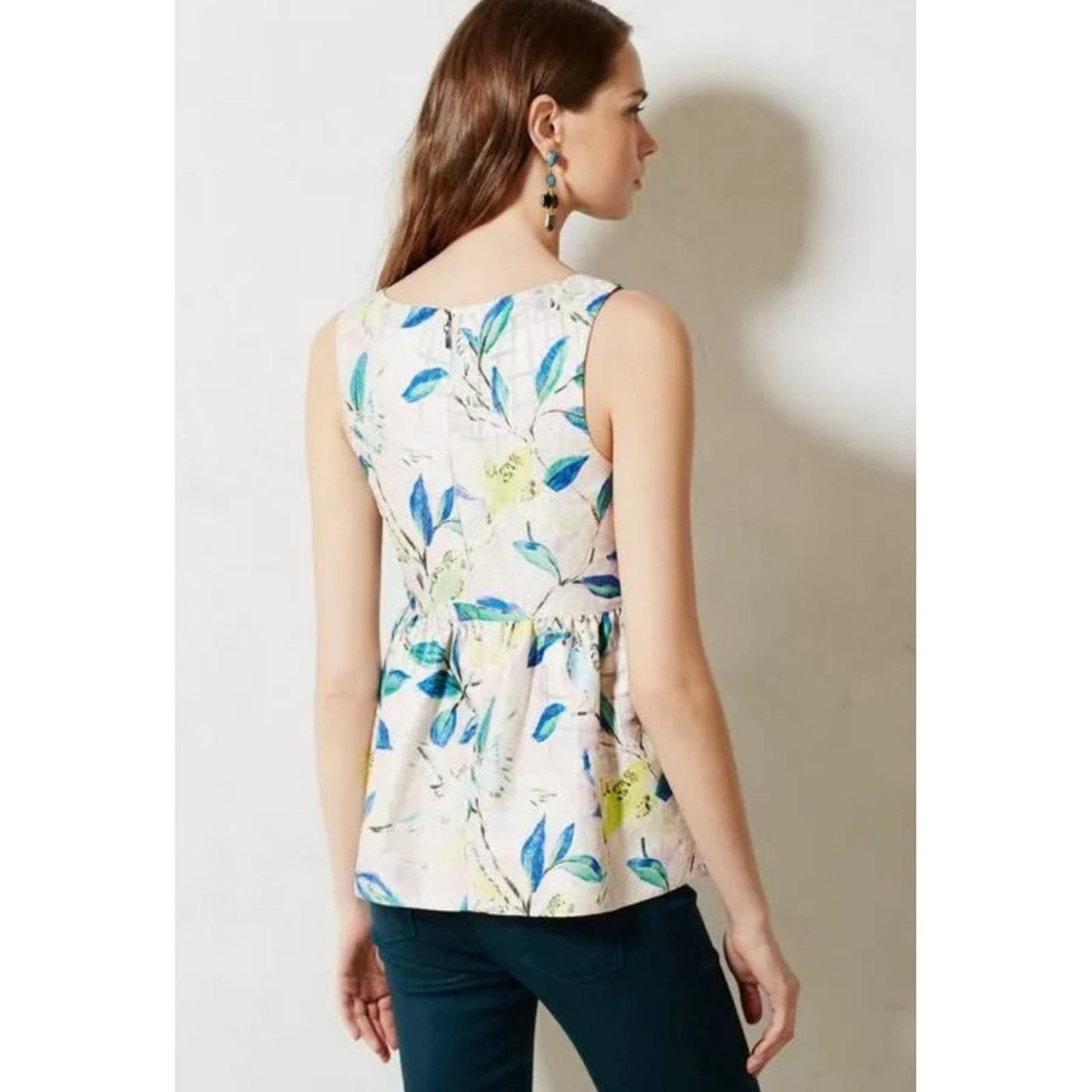 Leifsdottir Brocade Bird Peplum Top (Anthropologie) SZ 14