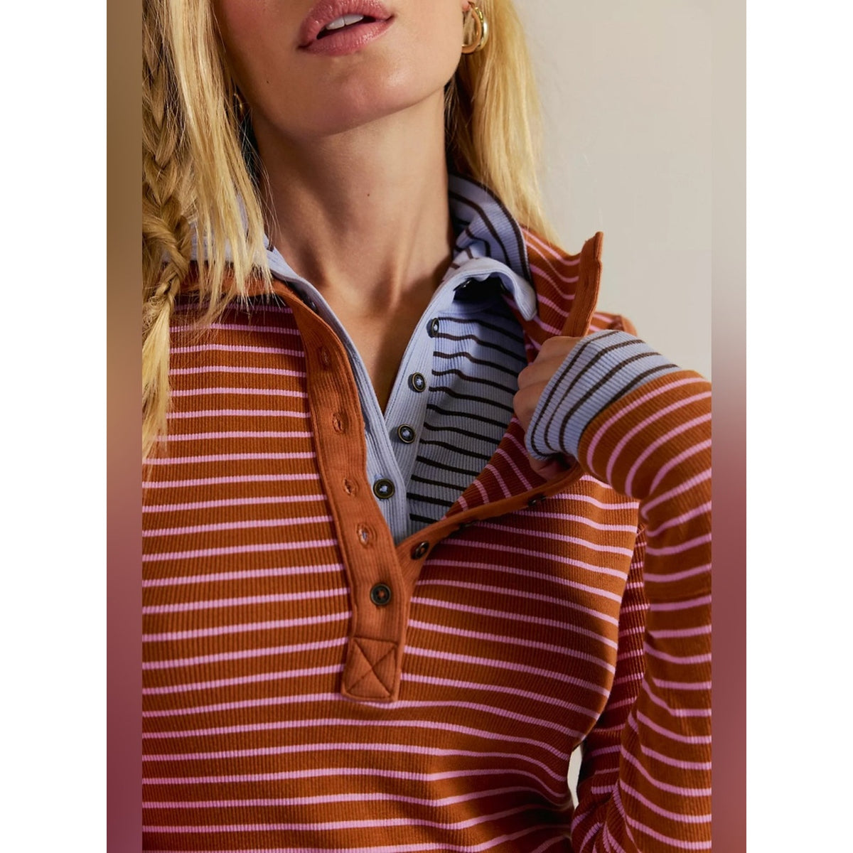 🆕 Free People - Lake Stripe
Henley -Cinnamon NWT SZ MED