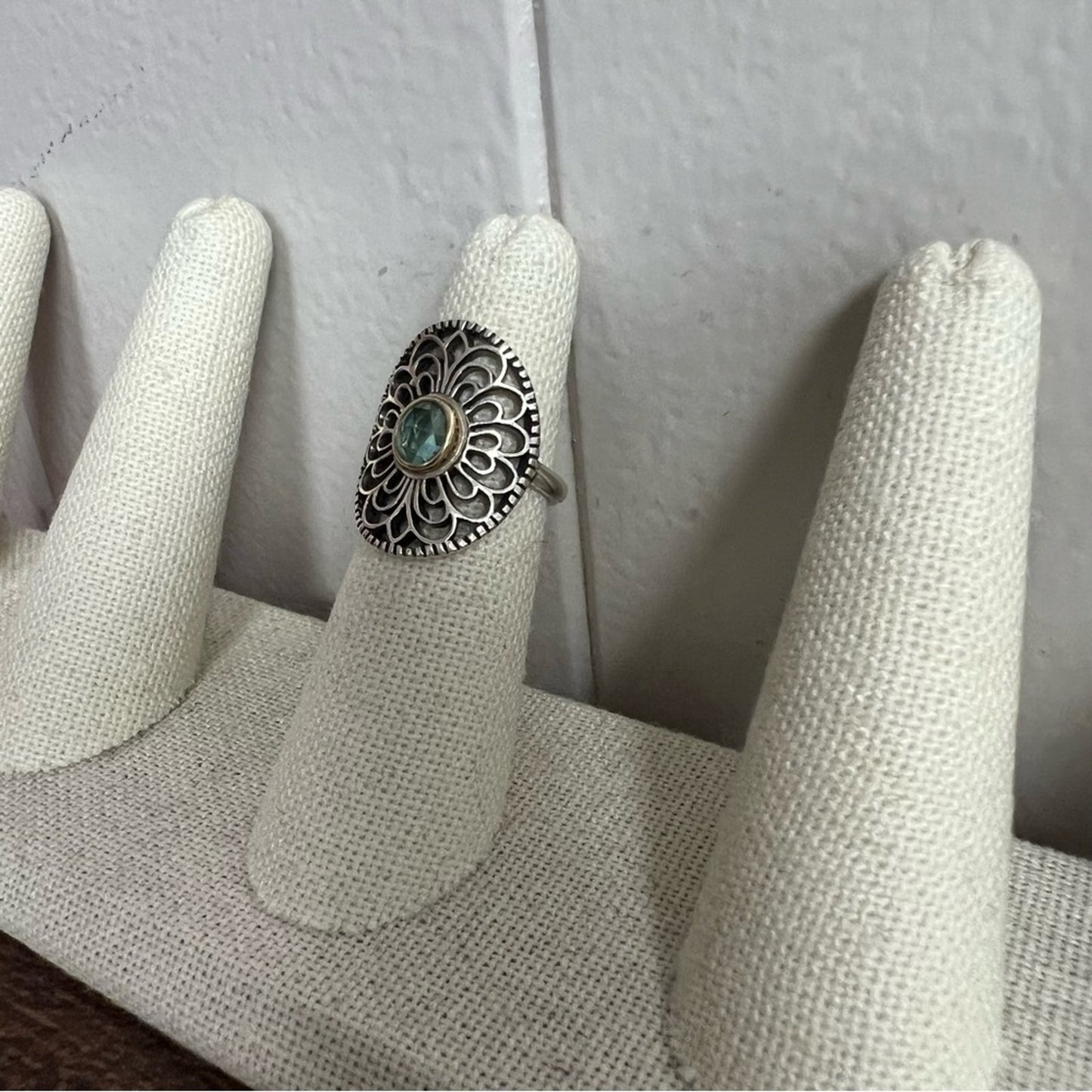 Pandora Vintage Allure 14K Gold & Green Spinel Ring SZ 5.25