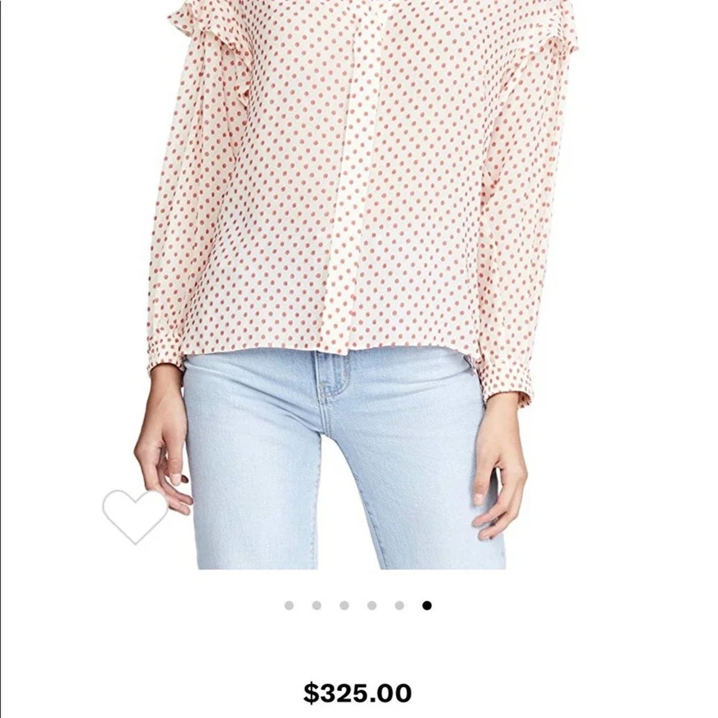 Derek Lam 10 Crosby Kaene Red & Cream Polka Dot Ruffle Blouse SZ 6