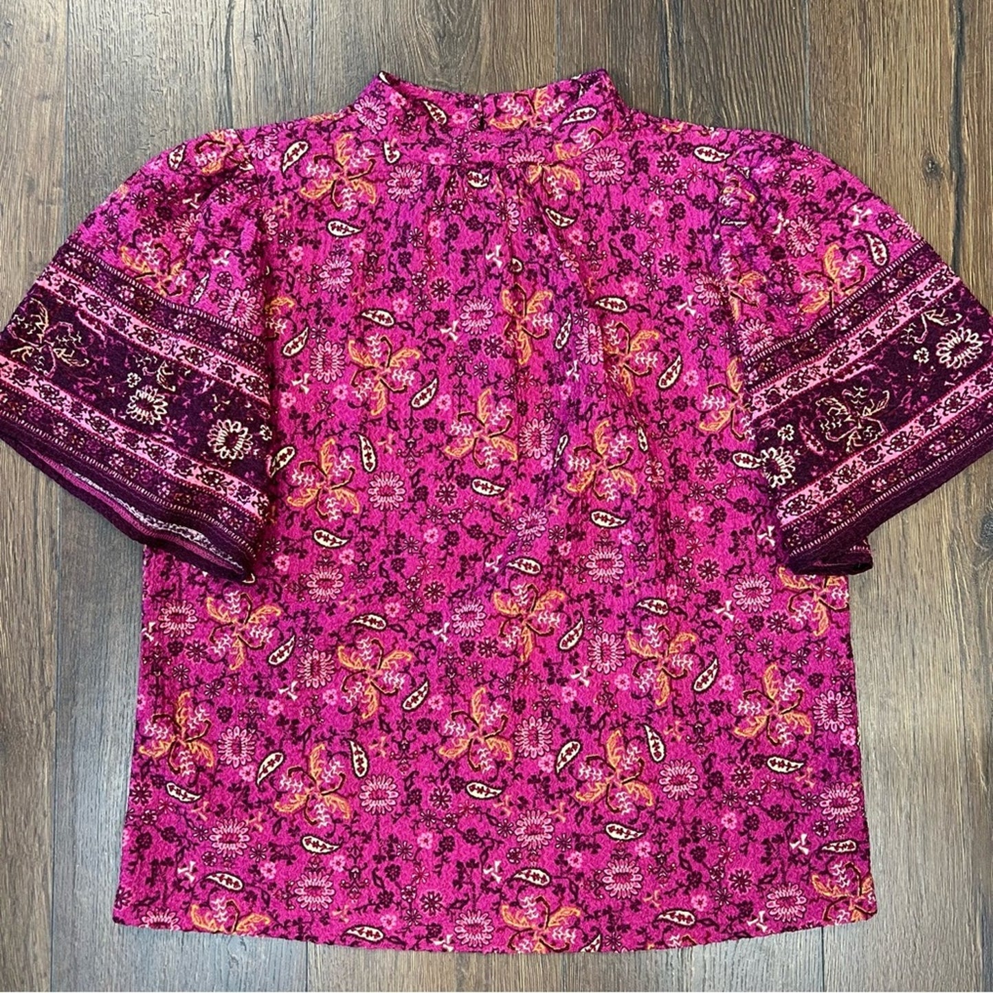 LOFT Paisley Mock Neck Top SZ MED