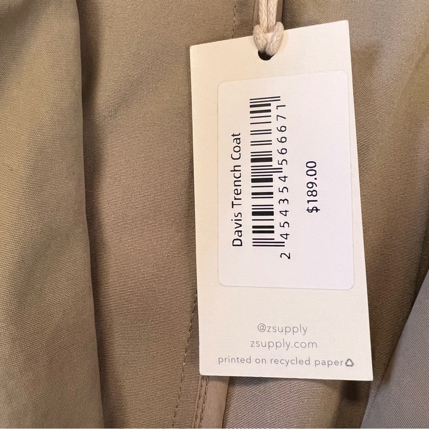 New Z Supply Davis Women's Tan Trench Coat SZ SM