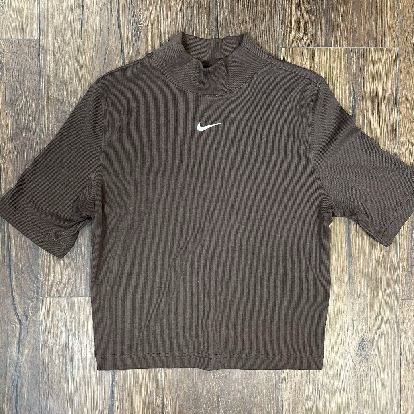 Women's Nike Brown Sportswear Ribbed Mock neck Turtle Size Med