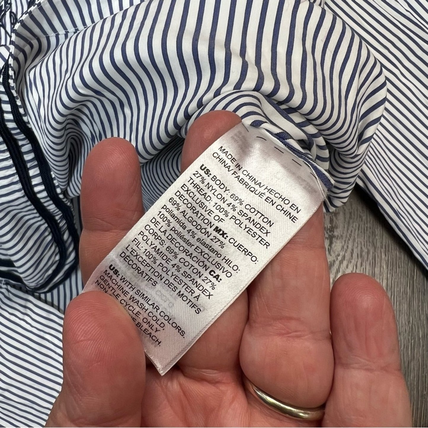 Chico’s Poplin Embroidered Stripe Tunic SZ 2/LG