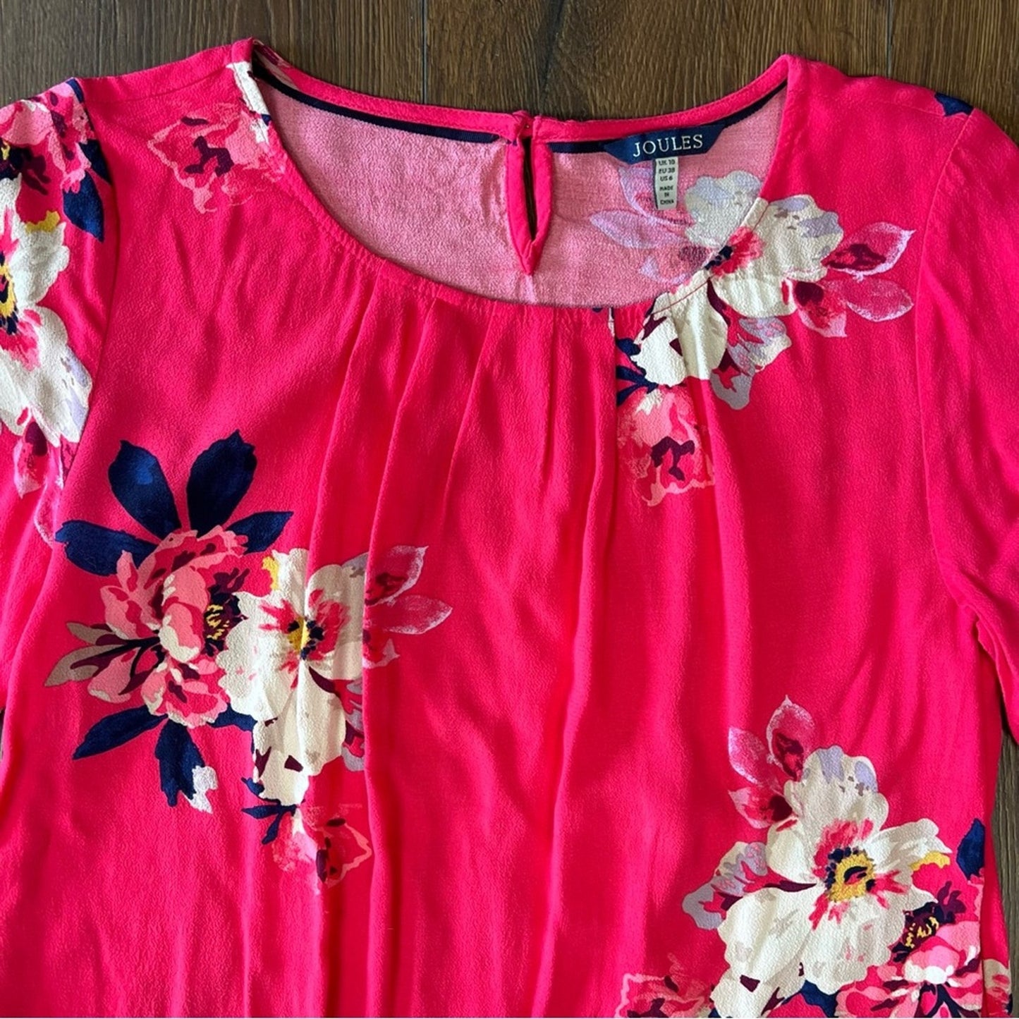 Joules odelle Raspberry Bircham Bloom tunic top SZ 6