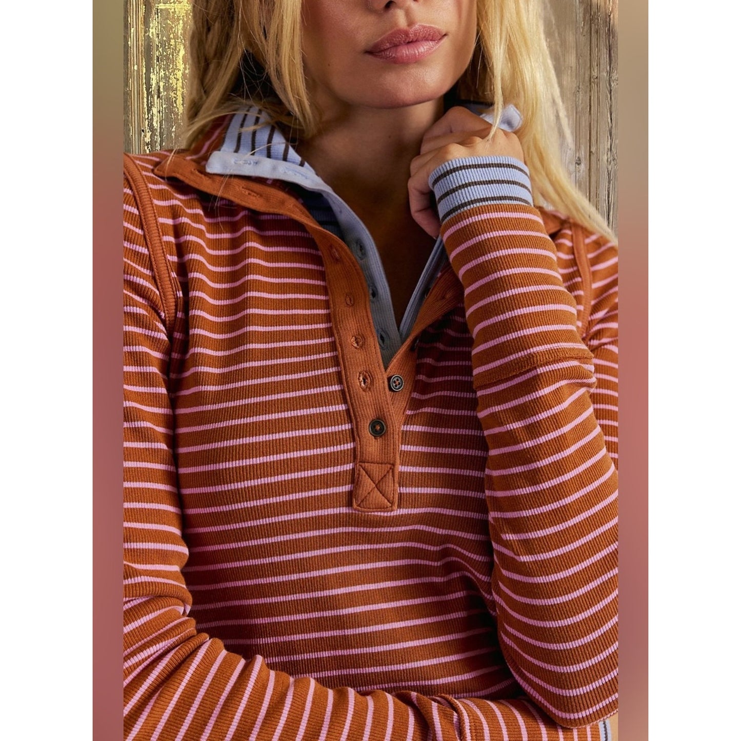 🆕 Free People - Lake Stripe
Henley -Cinnamon NWT SZ MED