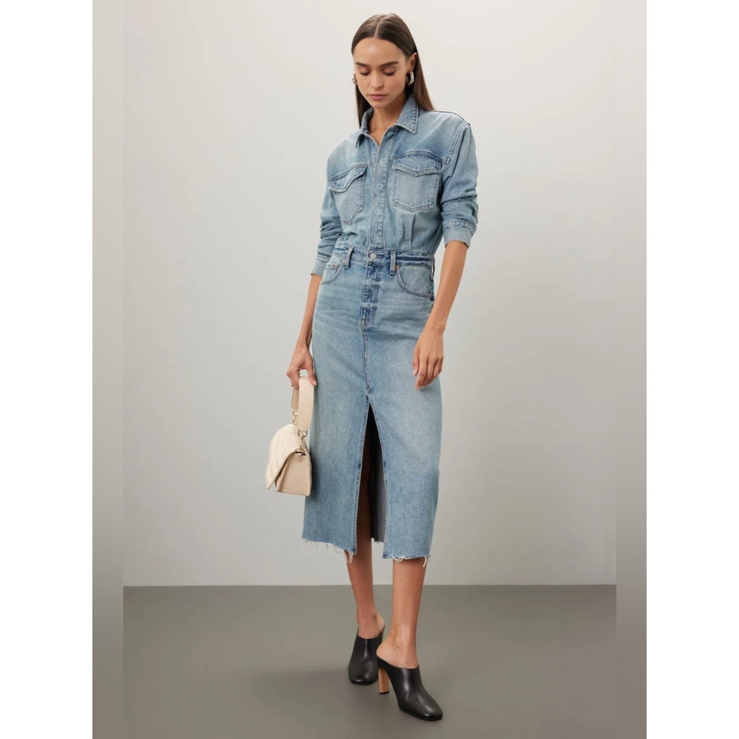 🆕 Pistola Amira Denim Midi Dress NWT SZ XS